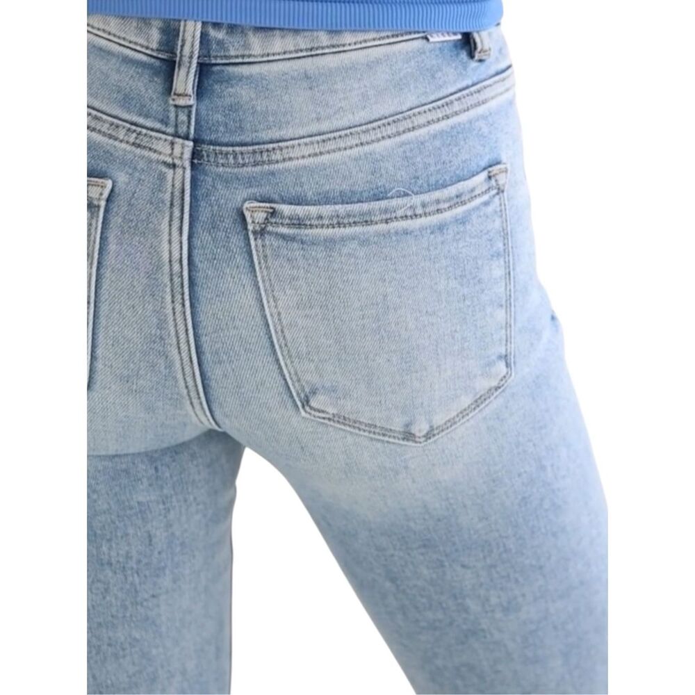 Risen High Rise Tummy Control Ankle Wide Leg Cuffed Jeans Light Medium Wash NWT - Picture 9 of 12